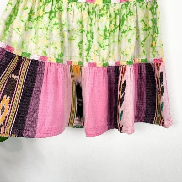 Aoyama Itchome Mixed Print Silk Western Boho Mini Skirt Sz 26” - Picture 6 of 9